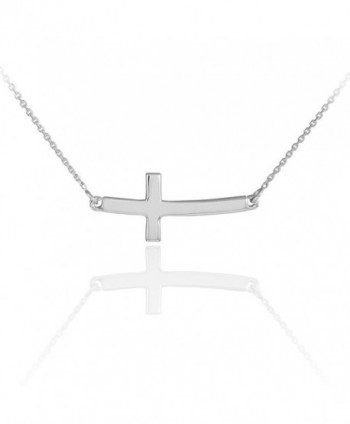 925 Sterling Silver Sideways Cross Curved Cute Necklace - C111DXJLHAN