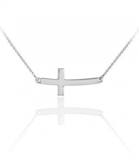 925 Sterling Silver Sideways Cross Curved Cute Necklace - C111DXJLHAN