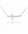 925 Sterling Silver Sideways Cross Curved Cute Necklace - C111DXJLHAN