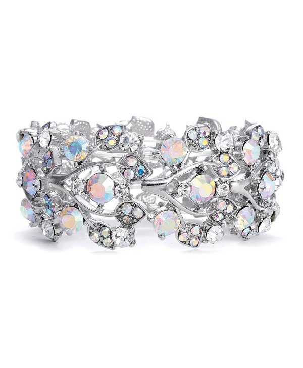 Mariell Aurora Borealis Crystal Stretch Bracelet - One Size Fits Most for Prom- Bridesmaids- and Weddings - CX12O496DNF