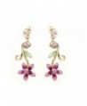 Glamorousky Purple Flower Golden Pair Earrings with Austrian Element Crystals (1381) - CH116K10R0X