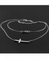 Sterling Silver Curved Sideways Necklace in Women's Pendants
