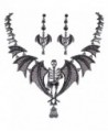 EVER FAITH Black-Tone Austrian Crystal Gothic Style Skull Bat Necklace Earrings Set Black - CG122NYI6XZ