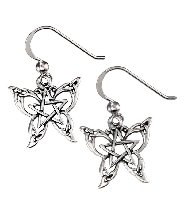 Sterling Silver Butterfly Pentacle Pentagram Earrings - CG110DFZRSJ
