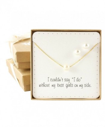 Bridesmaid Gift Set - Pretty Single Floating Pearl Necklace (Gold color- Simulated Pearl) - CI12DJSGMWB