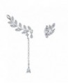 EVER FAITH 925 Sterling Silver CZ Leaf Tear Drop Ear Cuff Sweep Stud Earrings Post 1 Pair Clear - CT12BOD63EP