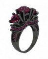 Black Gold Plated Red Stone Cluster Cocktail Ring - Black - CT189K5X6AH