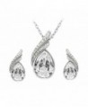 Clear Swarovski Element Set Austria Crystal Teardrop Fashion Earrings Pendant Necklace FREE Pouch - CZ11GZKR1L7