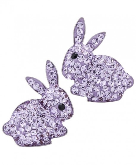 YACQ 925 Sterling Silver Crystal Bunny Stud Earrings Easter Custome Jewelry for Women Girls - Light purple - C5180NDX808