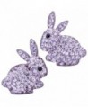YACQ 925 Sterling Silver Crystal Bunny Stud Earrings Easter Custome Jewelry for Women Girls - Light purple - C5180NDX808