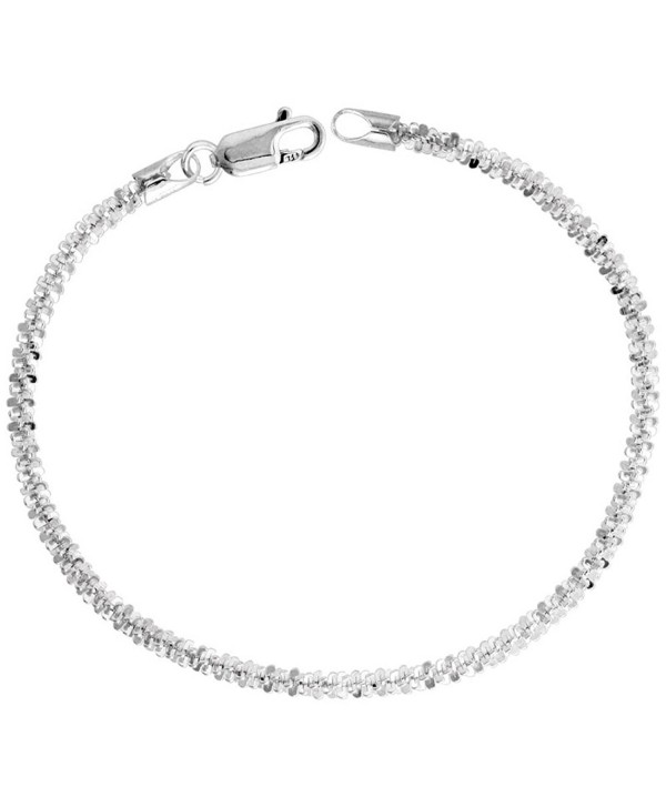 Sterling Silver Sparkle Rock Chain Necklaces & Bracelets 2.9mm Diamond cut Nickel Free Italy- 7-30 inch - CU114GQLVNB