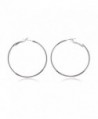 LALUCE-PRIMARY | 925 Sterling Silver Stud 35mm Round Clutchless Brass Hoop Earrings Silver Plated - CB120Z6NV4R