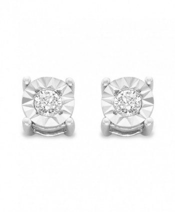 Sterling Silver .10ct. TDW Round-Cut Diamond Miracle-Plated Stud Earrings (J-K-I3) - White - CR184TLE4KU