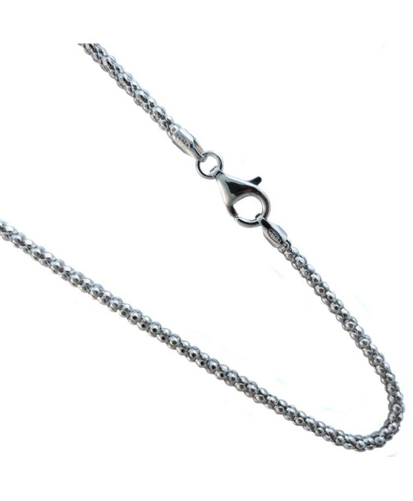 Pop-corn 2.7mm Chain Italian Sterling Silver Rhodium Plated Necklace 16-18-20-22-24-30-36" - CK11TYKRCRN