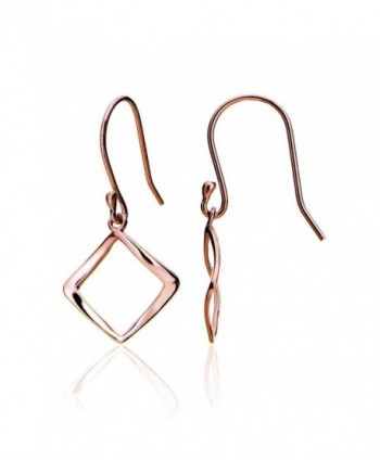 Hoops & Loops Sterling Silver Geometric Square Polished Dangle Earrings - rose-gold-flashed-silver - CN12GJGOFID