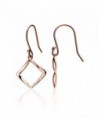 Hoops & Loops Sterling Silver Geometric Square Polished Dangle Earrings - rose-gold-flashed-silver - CN12GJGOFID