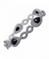 Black Agate and Marcasite Bracelet in Sterling Silver-Plated Brass- 7.25" - CM11XYXO355