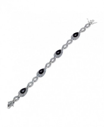 Black Marcasite Bracelet Sterling Silver Plated