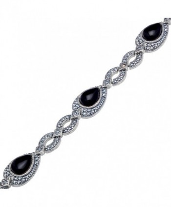 Black Marcasite Bracelet Sterling Silver Plated in Women's Link Bracelets