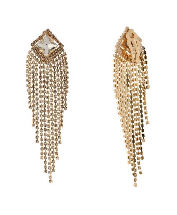 Topwholesalejewel Fashion Jewelry Earrings Gold Plating Chandlier Clip On Dangle Earrings - C3182Q87KXT