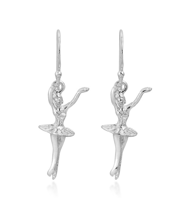 Graceful Ballerina Dancer .925 Sterling Silver Dangle Earrings - C411N2ZJ2VZ