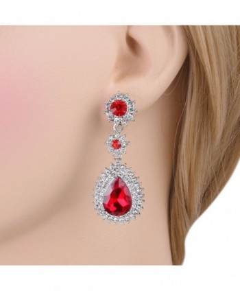 EleQueen Austrian Dazzling Earrings Silver tone