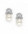Mariell Elegant Pearl Bridal Earrings with Art Deco Vintage Wedding Style - Cream Pearls & Pave CZ Accent - CP11ZP6U4EN
