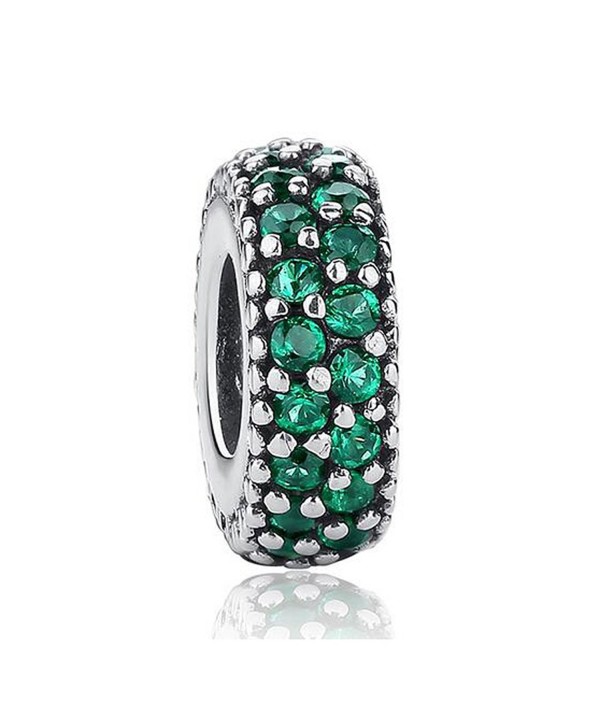 Inspiration Within with Fancy CZ Spacer 925 Sterling Silver Bead Fits European Charm Bracelet - Green - CQ12JICS0H7