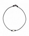 Barch Single Pearl Choker Necklace on Genuine Leather Cord for Women Handmade Choker Jewelry Gift - C712H1NQ21B