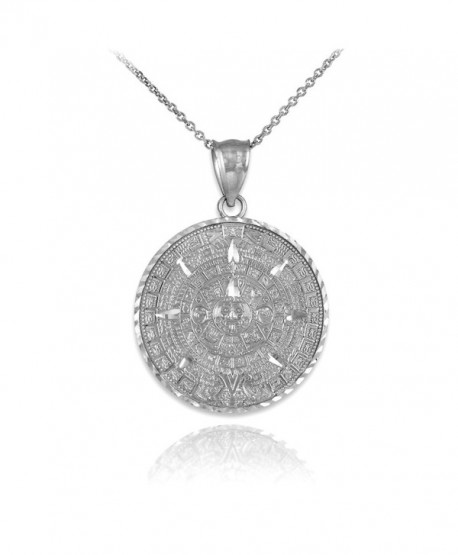925 Sterling Silver Aztec Charm Mayan Calendar Pendant Necklace - C512BLTM7F1