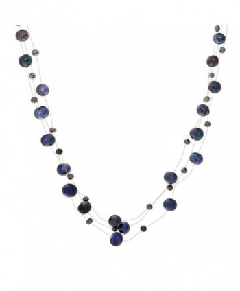 Bling Jewelry Bridal Black Freshwater Cultured Pearl Illusion Silver Plated Necklace 18 Inches - C611ECFTGXN