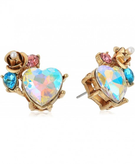 Betsey Johnson Heart and Rose Cluster Stud Earrings - CZ1876D5RA6