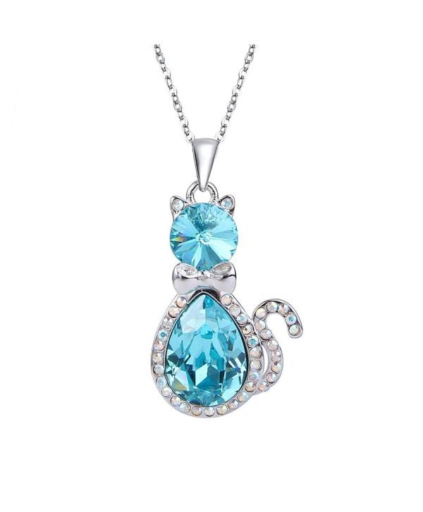 EleQueen Silver tone Teardrop Aquamarine Swarovski - Aquamarine Color - CM12NYWJQ9Y