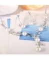 EleQueen Zirconia Simulated Necklace Silver tone