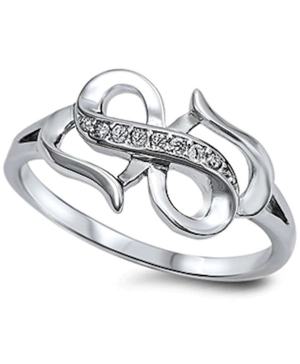 New Style Cubic Zirconia Infinity .925 Sterling Silver Ring Sizes 4-10 - CG11OELK7KB