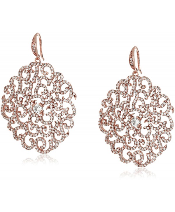 Carolee "Floral Lace-Bridal/Prom" Dramatic Floral Pierced Drop Earrings - Rose Gold - CR129IWZP3J