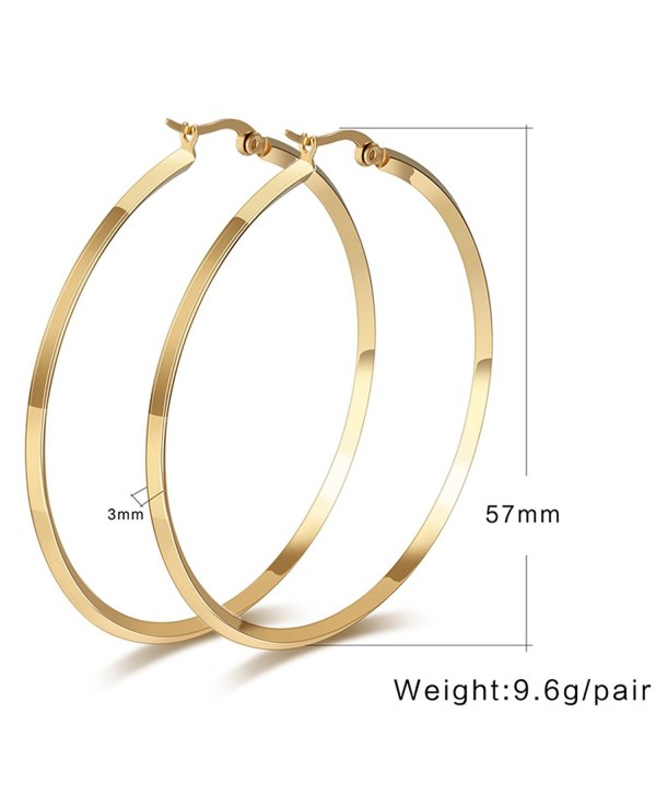 Fashion Women's Stainless Steel Round Large Size Big Hoop Earring Gold ...
