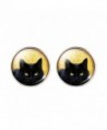 DaisyJewel Halloween I Love Cats Domed Portrait Studs Black Cat Earrings - CJ12CL468AT