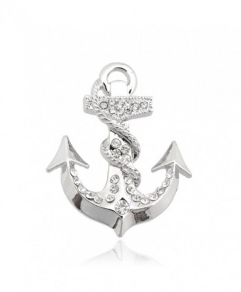 Spinningdaisy Silver Plated Crystal Sea Anchor Brooch - CK11F0E42ZR