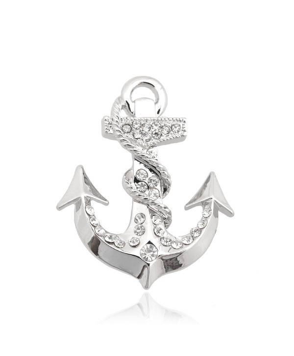 Spinningdaisy Silver Plated Crystal Sea Anchor Brooch - CK11F0E42ZR