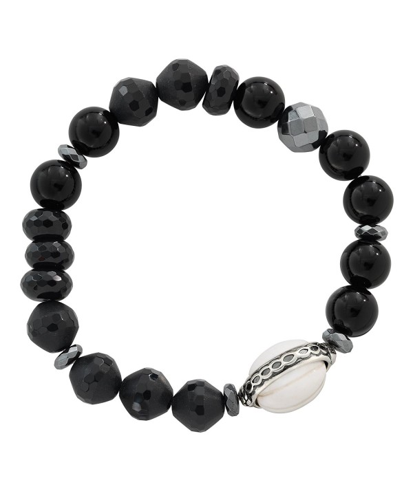 Silpada 'Blackboard' Sterling Silver and Agate Stretch Bracelet- 6.75" - CO12N6E7RPV