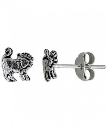 Tiny Sterling Silver Lion Stud Earrings 5/16 inch - CT111B26VN3