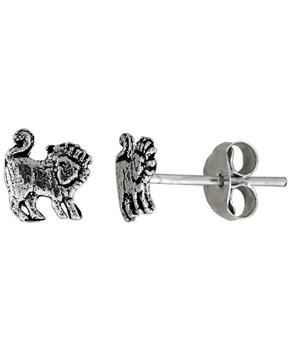 Tiny Sterling Silver Lion Stud Earrings 5/16 inch - CT111B26VN3