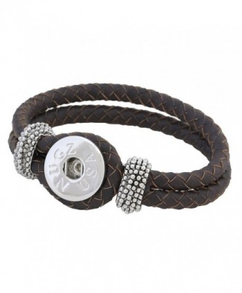 Brown Weave Leather Snap Bracelet - Interchangeable Jewelry from ...