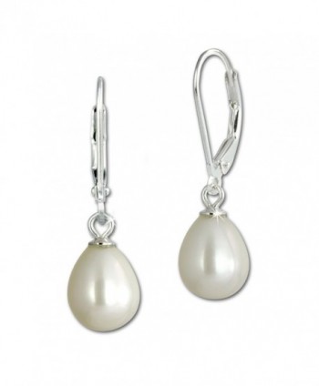 SilberDream white Freshwater Cultured Pearl Earrings- Drop and Dangle- 925 Sterling Silver SDO168W - CZ11GB0R963