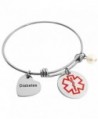 ALoveSoul Medical Alert Bracelet - Stainless Steel Diabetic Alert ID Bracelet For Women Expandable Bangle - CW186YI7XR8