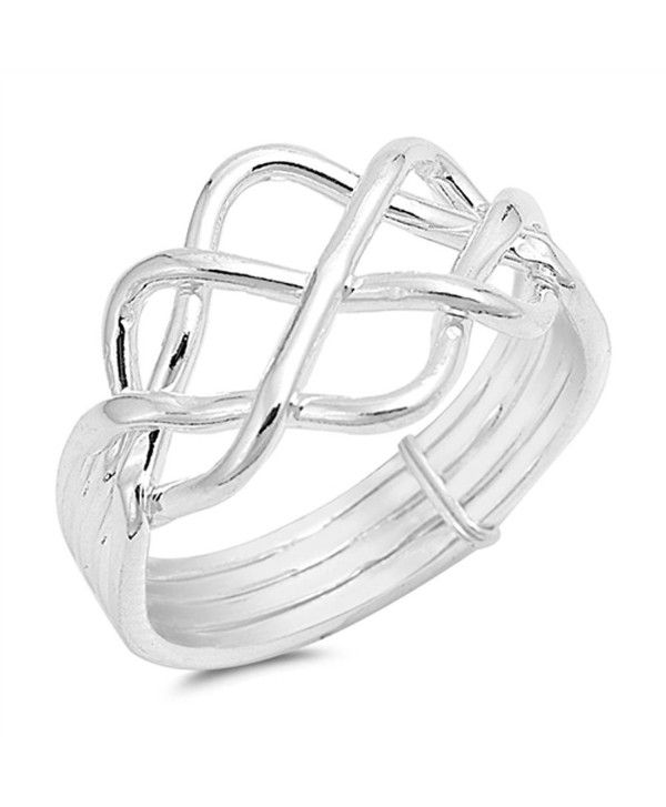 High Polish Bar Knot Puzzle Ring New .925 Sterling Silver Band Sizes 5-13 - CY12ELW824Z
