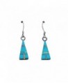 Small Pyramid Shape Handcrafted St. Silver Inlaid Stabilized Turquoise Created Opal Stone Earrings - C112D8M0M8D