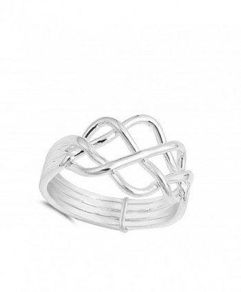 High Polish Puzzle Sterling Silver in Women's Band Rings