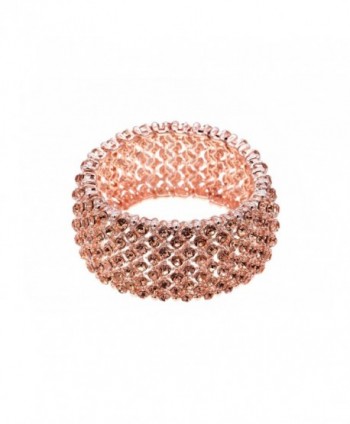 Tennis Rhinestone Stretch Bracelets Bridal Evening Party Bling Jewelry For Woman Bangle - Rose Gold - CU188YOTDOI